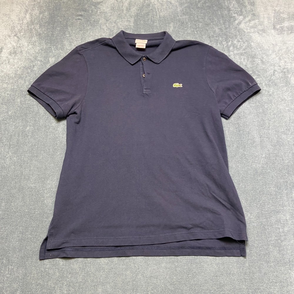 Lacoste Polo Shirt Mens 7 Navy Blue Cotton Hi Low Hem Short Sleeve Golf Tennis